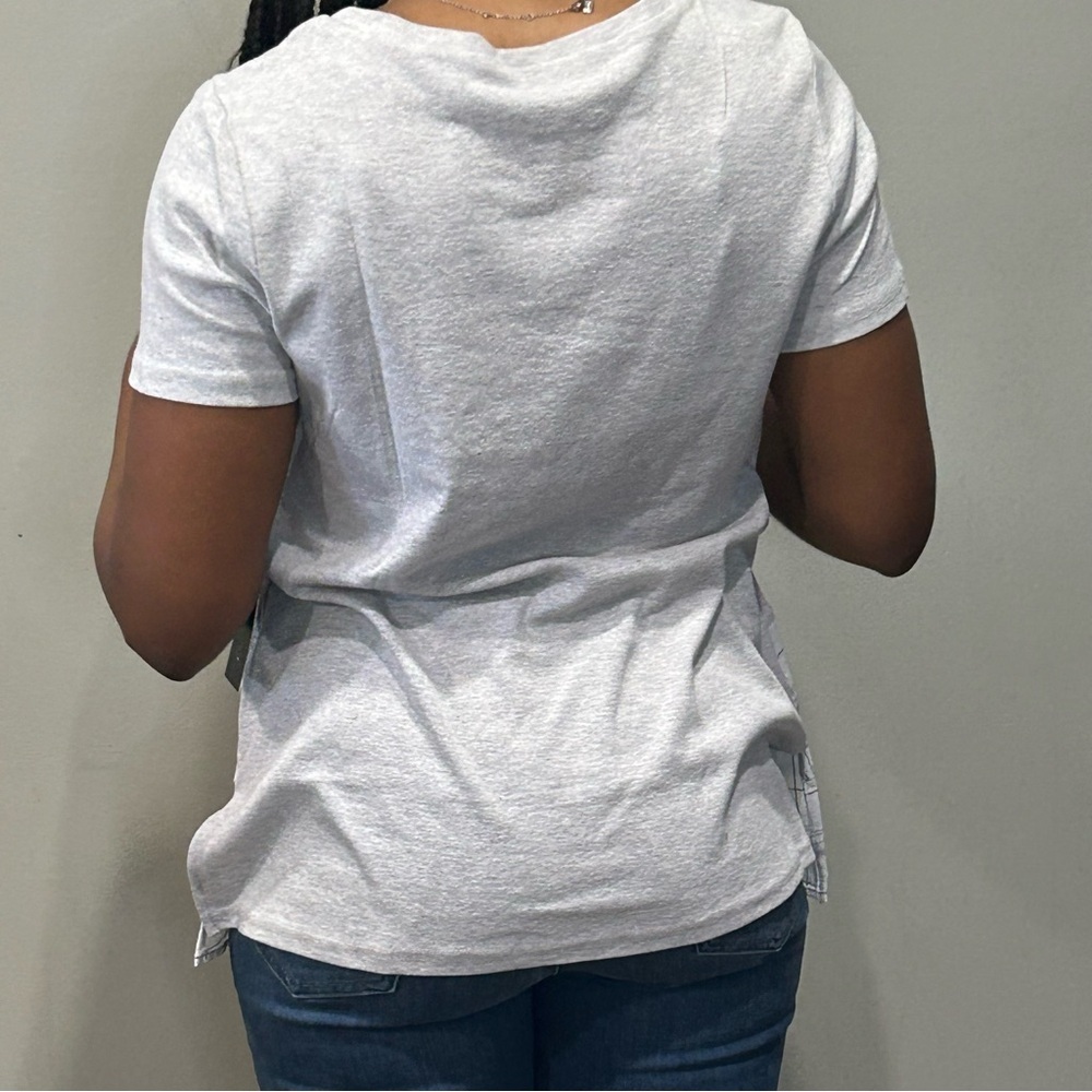 41. Doe & Rae NWT Women's Short Sleeve Tunic T Shirt Top Gray - Picture 9 of 9